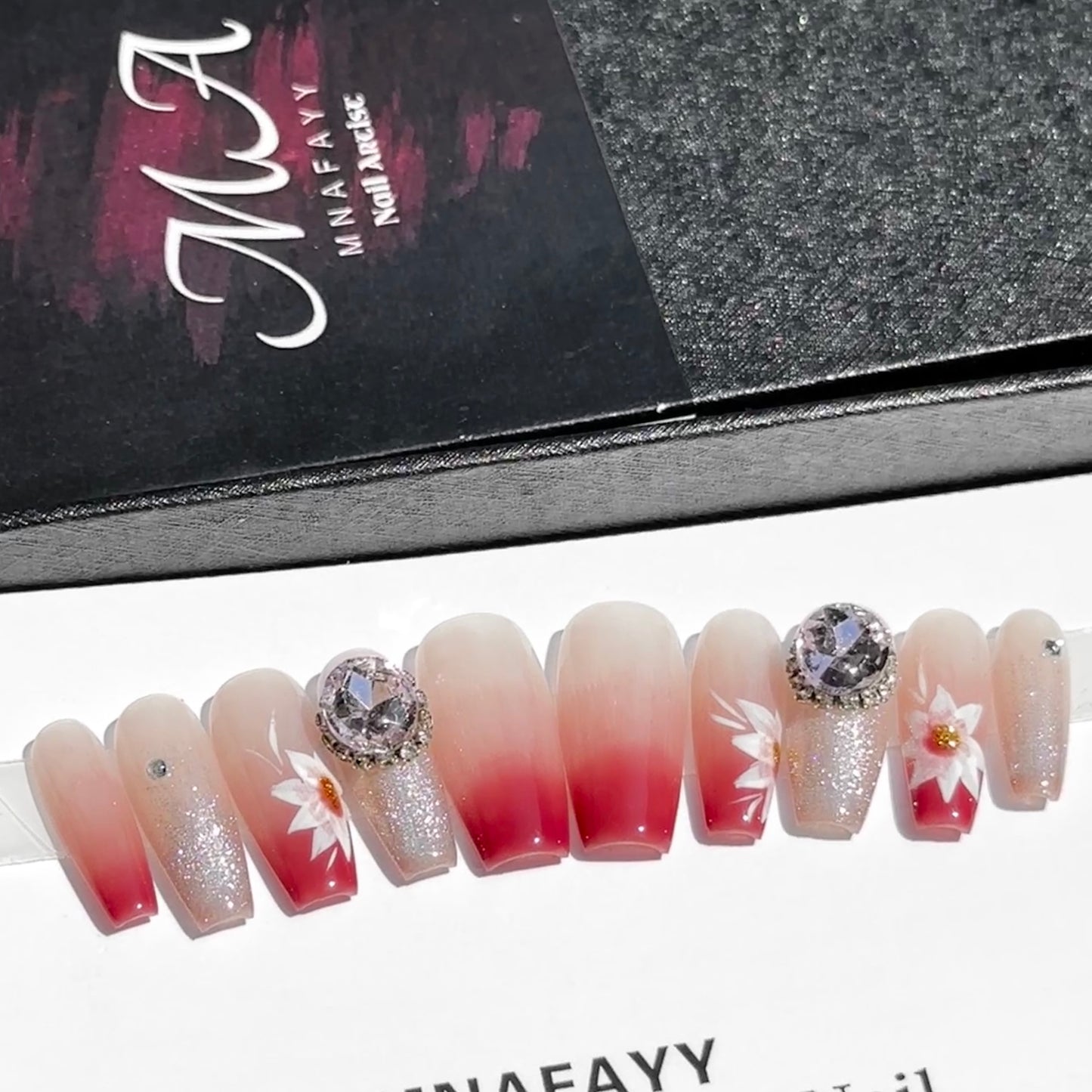 MNAFAYY Floral 100%Handmade Press On Nails with Glue